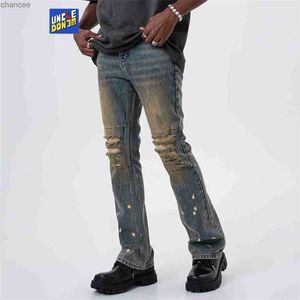 Gewassen Verontruste Skinny Jeans Mannen Hip Hop Flare Broek Streetwear Broek Voor Mannen Y2k Heren Jeans HKD230829