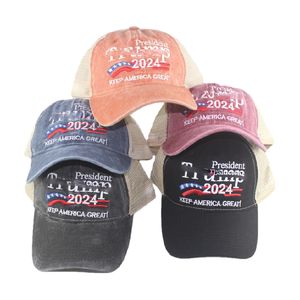 Lavé meash Trump Hat Keep America Great 2024 président Casquettes de baseball brodées Réglable US Select Trump Sports vintage Caps FFA3538-2