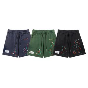 Shorts lavés pour hommes et femmes High Street éclaboussé à l'encre imprimée pantalon sportif décontracté pantalon court pantalon