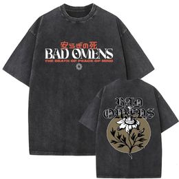 Washed Vintage Bad Omens Band Tour American Music Camiseta Menores Mujeres Rock Gothic Tend Tish Tshirt Male de gran tamaño 240425