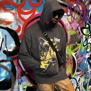 Gewassen vintage graffiti hoodie mannen vrouwen beste kwaliteit 2024fw capuchon oversized pullovers