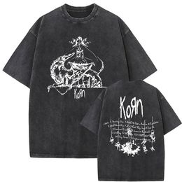 Le groupe de rock vintage lavé Korn Suivre l'album leader Tshirt graphique Tshirt Men de manches courtes T-shirts Unisexe Gothic T-shirts 240424