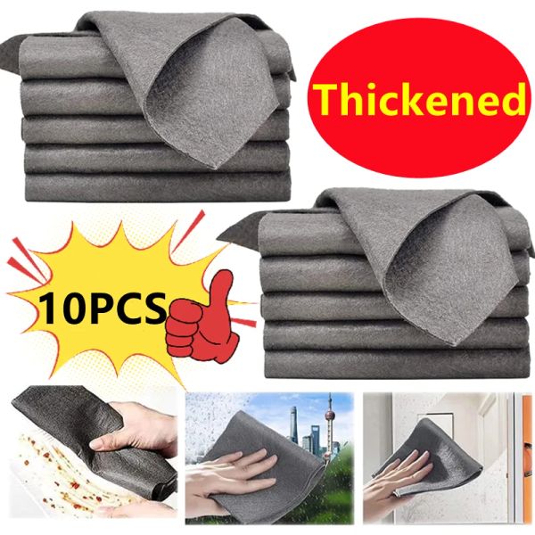 Nouveau 10/5 pièces chiffon de nettoyage magique épaissi chiffons de lavage en microfibre réutilisables serviette d'essuyage en verre pour miroirs de cuisine fenêtres automatiques