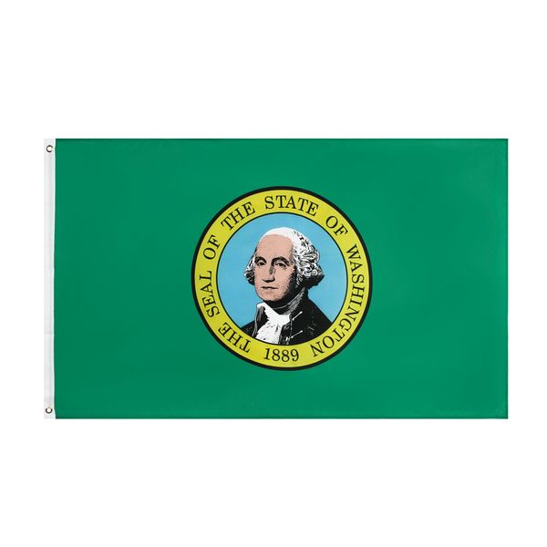 Drapeau de Washington, livraison gratuite, vente en gros directe d'usine, 3x5 pieds, 90x150cm, bannière de l'état américain, commande mixte pour décoration suspendue