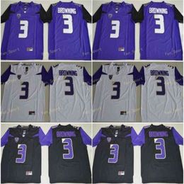 Washington Huskies Jake Browning College Football Jerseys Mens 3 Jake Browning gestikte voetbal shirts S-XXXLL