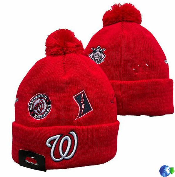 Washington'''nationals'''''beanies Bobble Hats Baseball Ball Caps 2023-24 Diseñador de moda Bucket Hat Gatty Knit Faux Pom Geanie Christmas Gat