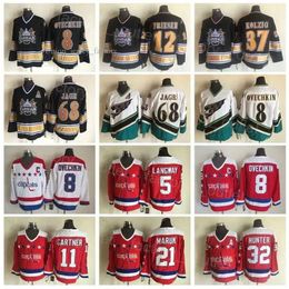 Washington Retro Capitals Hockey 32 Dale Hunter Jersey 68 Jaromir Jagr 11 Mike Garer 12 Jeff Friesen 37 Kolzig 8 Alex Ovechkin 5 Rod Langw 5030