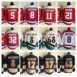 WashingtonCapitals1974-1999 Film Rétro Hockey Jersey Broderie 8 Alex Ovechkin 5 Langway 11 Gartner 21 Maruk 12 Friesen 37 Kolzig 32 Hunter Maillots