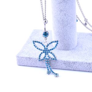 Wasit Buikdans Blauwe Vlinder Ketting Kristal Lichaam Sieraden Rvs Navel Bell Button Piercing Dangle Rings voor Vrouwen Gift