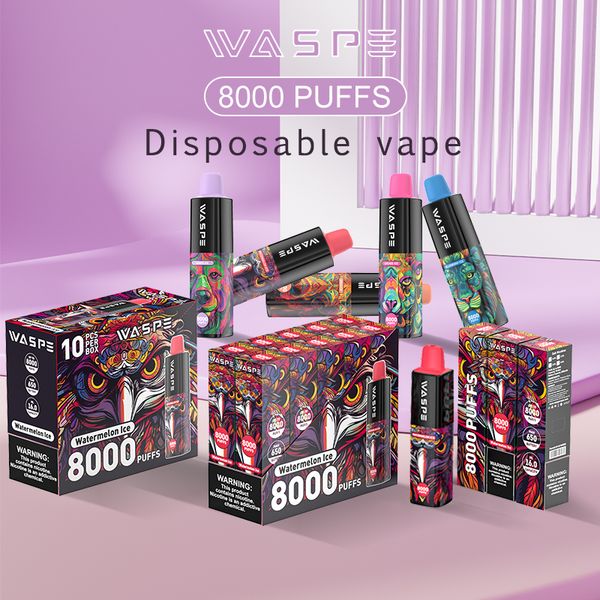 Waspe 2023 Europa EE. UU. Venta caliente kit de vapor waspe vape desechable desechable 8000 inhalaciones vape pod pluma batería recargable cigarrillo electrónico vaper