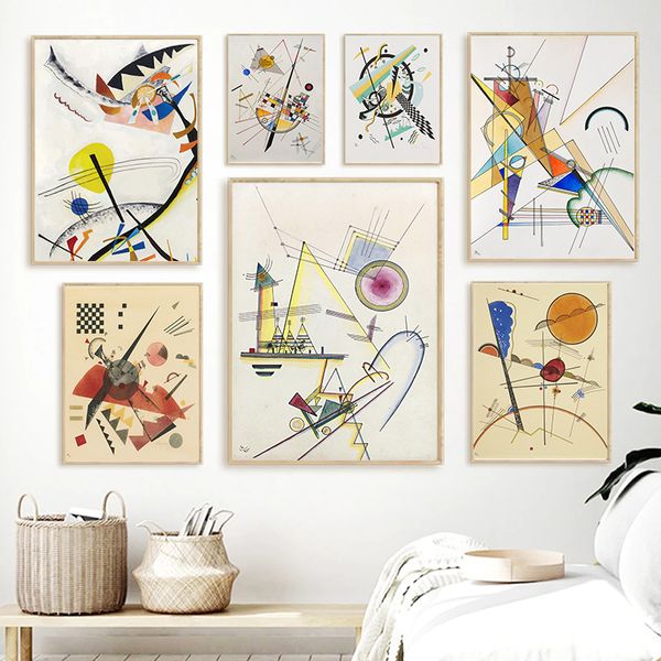 Wassily Kandinsky Carteles de arte geométricos Pintura de lienzo Reproducciones abstractas Arte de pared para sala de estar decoración del hogar