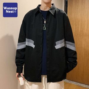 Wassup Chemise à manches longues pour hommes, vêtements de travail amples et décontractés à la mode pour le printemps et l'automne, veste en pouces