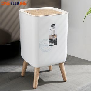 Poubelles 10L poubelle à pied haut en plastique presse de bureau couverture poubelle poubelle carrée salon toilette cuisine seau à ordures 230830