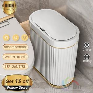 Afvalbakken 1215L Prullenbak Sensor Automatische Huishoudelijke Prullenbak Badkameropslag Emmer Toilet Waterdichte Smalle Prullenbak Keukenafval 231009