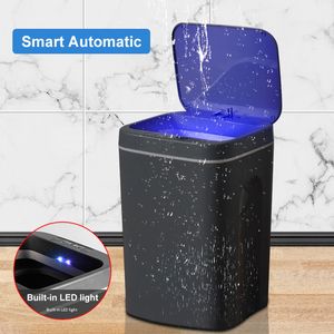 Afvalbakken 1216L SMART PRASH CAN VOOR KEUKEN INTELLIJKE Automatische afvalbak met LED Light Toilet Bin Barthroom Waterdichte USB -oplaad 221208
