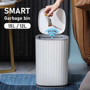Bacs déchets 12L 15L Capteur poubelle peut étanche à la salle de bain intelligente poubelle de toilette poubelle poubelle automatique peut pour la cuisine smart home l46