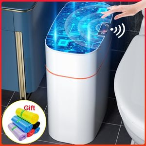 Afvalbakken 13/16L Smart Prullenbak Met Vuilniszakken Papiermand Voor Keuken Badkamer Toilet Bin Vuilnismand Inteligente Sensor Bin 230607