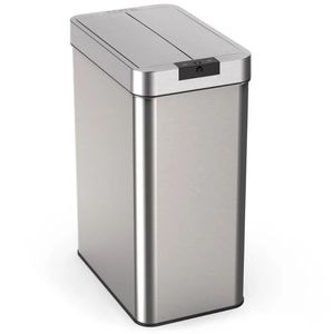 Afvalbakken 13 gallon automatische prullenbak voor keuken RVS afval met geen aanraking bewegingssensor vlinderdeksel en infrarood 231207