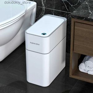 Afvalbakken 14l SMART Badkamer Trash Can Automatic Bain Electronic Trash Can White Touchless Smal Smart Sensor Arbae Bin Smart Home L49