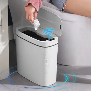 Poubelles 14L poubelle intelligente chargement USB poubelle automatique pour salle de bain toilette étanche N couture capteur cuisine corbeille 231011