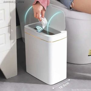 Afvalbakken 15/18L SMART SENSOR PRASH CAN ARBAE BUMMET WATERPROBEER Smalle naad Automatische afval Bin Wastebasket voor keukentoilet Slaapkamer L49