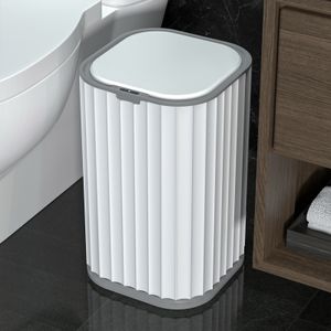 Afvalbakken 15l Badkamer Smart Trash Can Automatic Trash Bin White Grrey Touchless smal smal smart sensor vuilnisbak smart home 230306