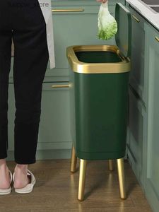 Les poubelles de déchets 15L peuvent créatives avec un panier de papier toilette de couvercle à quatre pattes hautes à jambe haute poubelle domestique en plastique peuvent avec le couvercle l46