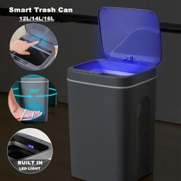 Poubelles 16L Smart Induction poubelle automatique capteur Intelligent poubelle électrique tactile poubelle pour cuisine salle de bain chambre poubelle 230901