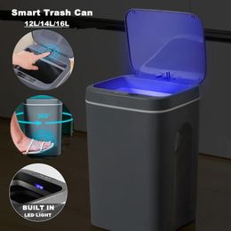 Afvalbakken 16L SMART INDUCTIE PRASH CAN Automatische intelligente sensor Dustbin Elektrische touch vuilnisbak voor keuken badkamer slaapkamer afval 230311