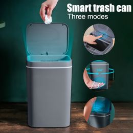 Contenedores de basura 16L Smart Trash Can Sensor automático Dustbin Electric Bin Papelera impermeable para cocina Baño Reciclaje 230926