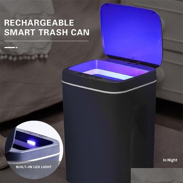 Contenedores de basura 16L Bote de basura inteligente Sensor Matic Cubo de basura Cocina Baño Cubo de basura Inteligente Eléctrico Smartwaste 211215207M Drop Dhamk