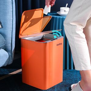 Poubelles 17L capteur intelligent poubelle cuisine salle de bains toilettes poubelle automatique étanche avec couvercle outils de nettoyage 230830