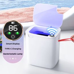 Abfallbehälter, 18 l, intelligenter Sensor-Mülleimer mit Display, automatisches Aufladen des Typ-C-Mülleimers für Badezimmer, Küche, Toilette, Papierkorb zu Hause 230901