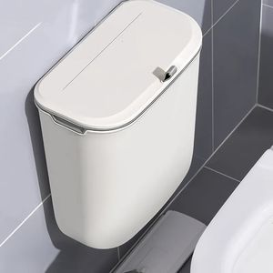 Poubelles 7 9L poubelle suspendue pour cuisine grande capacité recyclage panier à ordures salle de bain poubelle murale avec couvercle 231218