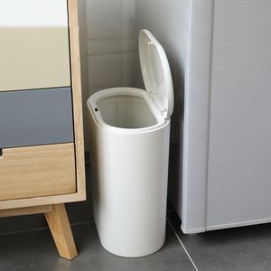 Afvalbakken 8l Plastic slanke vuilnisbak met deksel afvalbasker keuken badkamer toilet bak waterdichte smalle naad vuilnisbak bin 230306