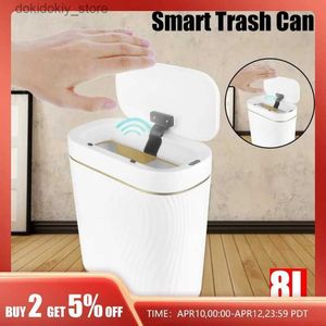 Bacs à déchets 8l Smart Induction Touch Trash Bin Intelligent Capteur pour la salle de bain Famille Livin Room Couche de papier Panier de papier Automatique 8L L49