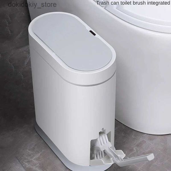 Coubelles à déchets 9L Can avec une brosse de toilette Capteur Smart Capteur Salle de bain Automatique ARBAE ARBAE BIN EMPLAPIER STAPPORT SEAU COURCE L49