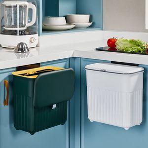 Afvalbakken 9L Wandgemonteerd afval kan upgraden van grote capaciteit gerecycled hangende afval met deksel badkamer keukenaccessoires 230512