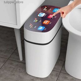 Afvalbakken Automatisch Intelligent Smart Trash Can Sensor Kitchen Trash Bin met deksel huishoudelijke slaapkamer badkamer smal afval vuilnisbak l46