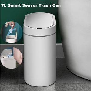 Pinitos de desecho Sensor automático Trash Cate Electronic Hogar Smart Bin Kitchen Bathbin Baño de baño impermeable Cuba de costura estrecha 230725