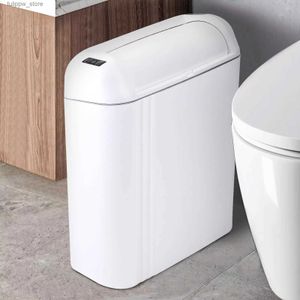 Afvalbakken Automatisch Kleine badkamer Trash Can met Lidslim TouchlessNarrow Motion Plastic Sensor Trash Canfor Badkamerbedroomkitchen L46