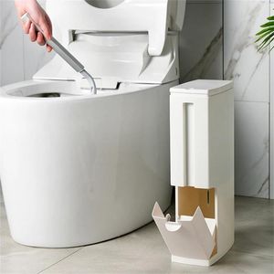 Afvalbakken badkamer plastic afval blikje met toiletborstel afval bak smalle vuilnisbak emmer emmer badkamer keuken huishoudelijke reinigingsgereedschap 230303