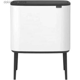 Afvalbakken Brabantia Bo Trash Can - 1 x 9,5 Al binnenkemp (wit) afval/recyclin Arbae kan verwijderbaar compartiment L49