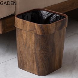 Poubelles Chinois Rétro Imitation Grain De Bois Poubelle Ménage Créatif Salon Cuisine Salle De Bains Poubelle De Rangement En Plastique Sans Couvercle 221027