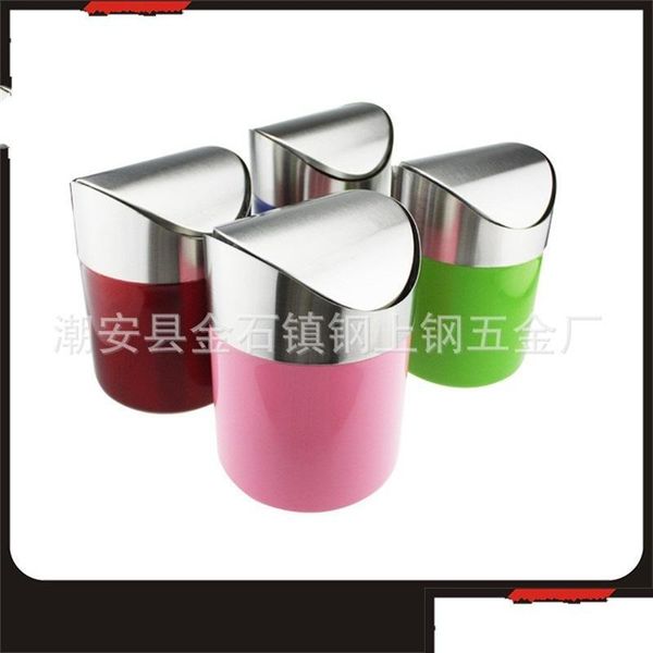 Poubelles Colorf Poubelles En Acier Inoxydable Miniature Table Top Trash Creative Portable Drop Delivery 2022 Maison Jardin Housekee Orga Dhwfn