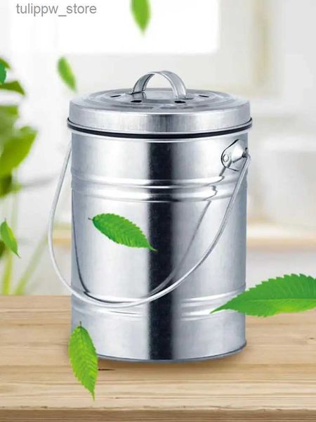 Bins de desechos Compost Bin Desmeniguable Aguardar el acero inoxidable Almacenamiento de basura de la basura Desodorante de basura Anti-Odor para la encimera de la cocina L46