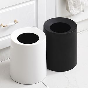 Afvalbakken Creatief Plastic Ronde Dubbele laag onbedekt afval blikje Home Kitchen Trash Basket Badkamer Office Storage Bin 230330