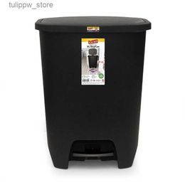 Afvalbakken Blij XL Trash Can Plastic Step-On Kitchen Trash Can met Clorox Geur Defense Black L46