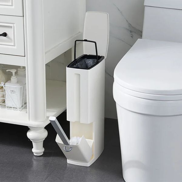 Poubelles Poubelle intégrée Ensemble de brosses de toilette Poubelle d'angle Nettoyage Papier couvert Lou 231115