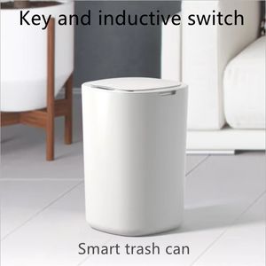Afvalbakken Intelligente inductie Trash Can Electric Creative Storage Automatische open-deksel keuken bin manden badkamer woonkamer 221119